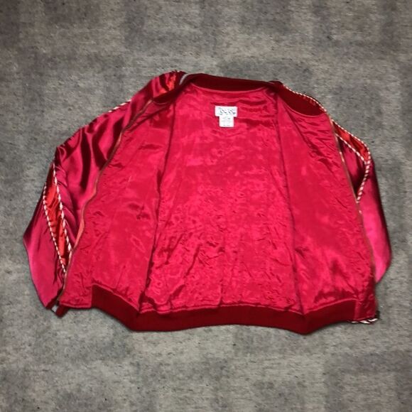RARE 1980’s JouJou Bomber | Bright Red Rayon with Embroidery | Size M - Picture 6 of 16
